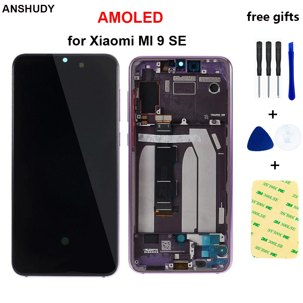AMOLED 5 97 &quotдля Xiaomi mi 9 SE ЖК-сенсорный экран с рамкой дигитайзер для 9SE ЖК-дисплей в