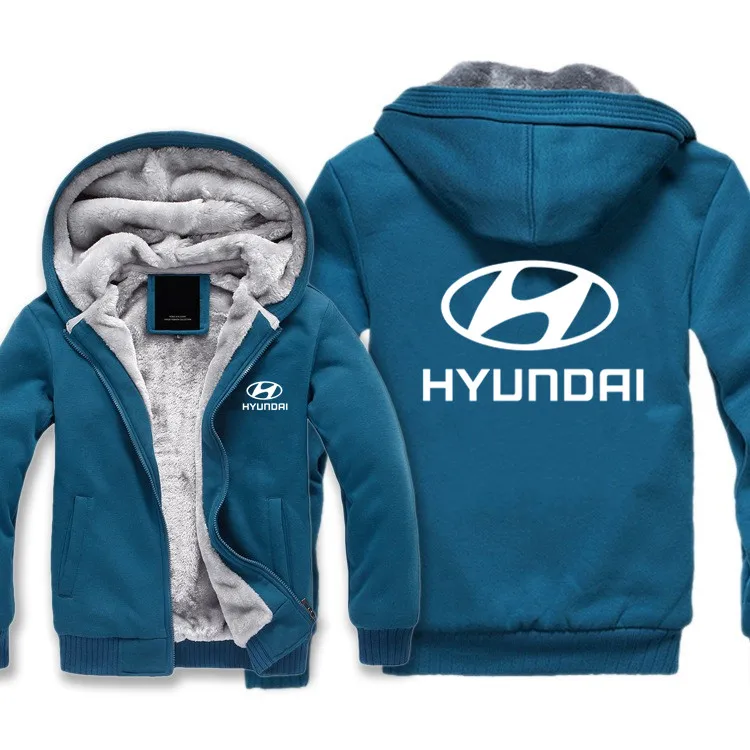 Синий Новые мужские для лета hyundai утолщение молнии толстовки мужские и женские Повседневная модная одежда - Цвет: Синий