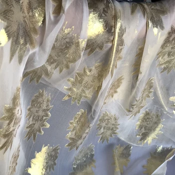 

100cm*114cm Gold Brocade Silk Gauze Fabric Pure Silk Chiffon