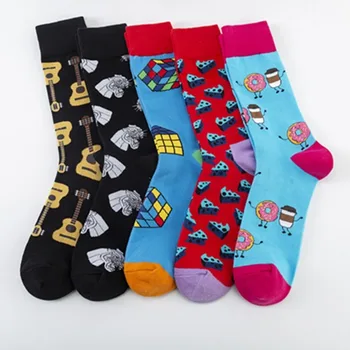 

Men's Soft Sock Guitar Art Men Print Socks Rubik's Cube Colorful Unisex Knee High Casual Cotton Sox Autumn Hip Hop Calcetines