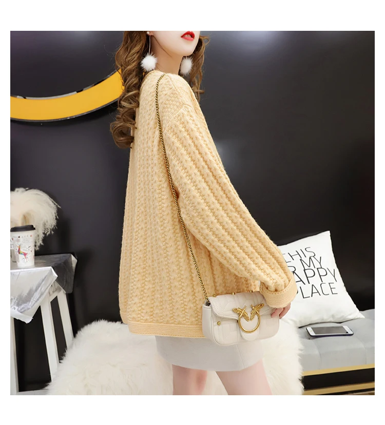 New Women Knit Single Breasted Loose Sweater Autumn Casual Female V Neck Cardigans Outwear Ladies Solid Knitwear