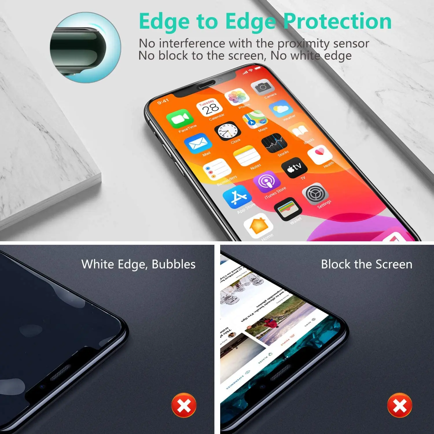 3 шт. полная защита экрана для iPhone 12 11 7 8 XR XS Pro Max ударопрочное закаленное стекло от