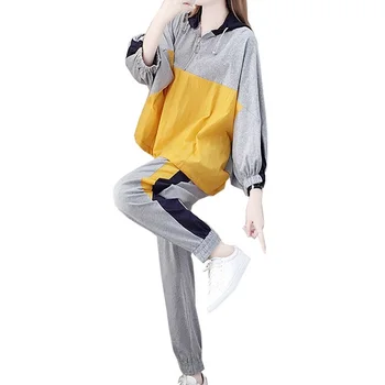 

Fashion casual tracksuit for women 2019 spring and autumn two piece set new loose Korean version was thin tracksuit women