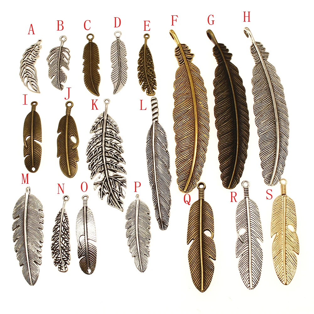 10pcs Metal Feather Charms Pendants Jewelry Making Stainless Steel