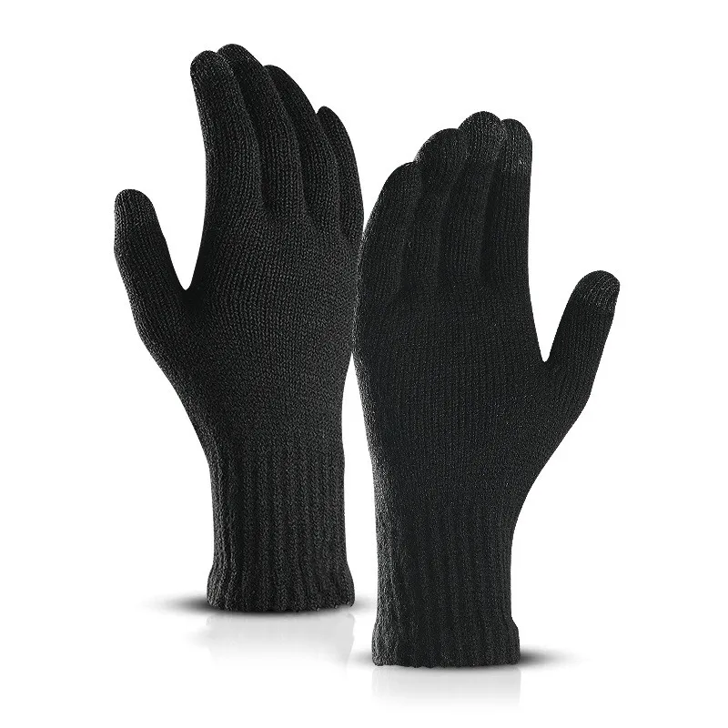 Зимние; вязанные; шерстяные перчатки с сенсорным экраном Рукавицы Guantes Новые мужские теплые Короткие Плюшевые Подкладка Полный палец спортивные велосипедные перчатки