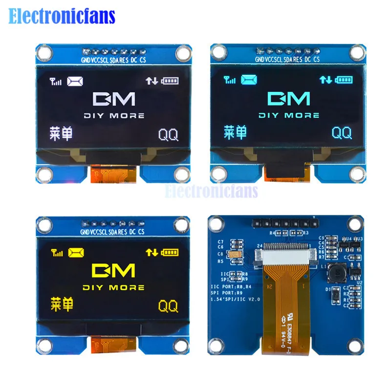 1,54 дюймов PM 5PIN/7PIN Белый Синий Желтый oled-модуль IIC I2C интерфейс 128x64 экран дисплея SSD1309 SPD0301 Драйвер IC 3,3-5 В