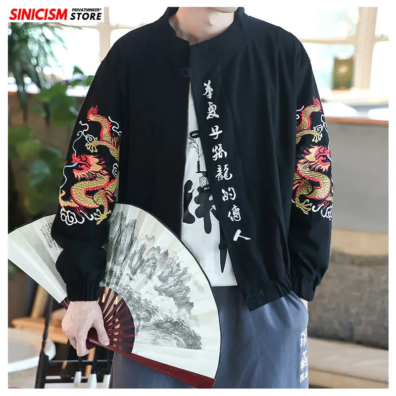 Sinicism Store мужская куртка-бомбер 2019 китайский стиль Свободная модная уличная