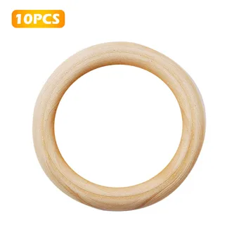 

10PCS 55mm Natural Wood Ring Smooth Unfinished Wooden Ring Wood Circle for Craft Baby Teether Toy DIY Necklace Chain Accessories