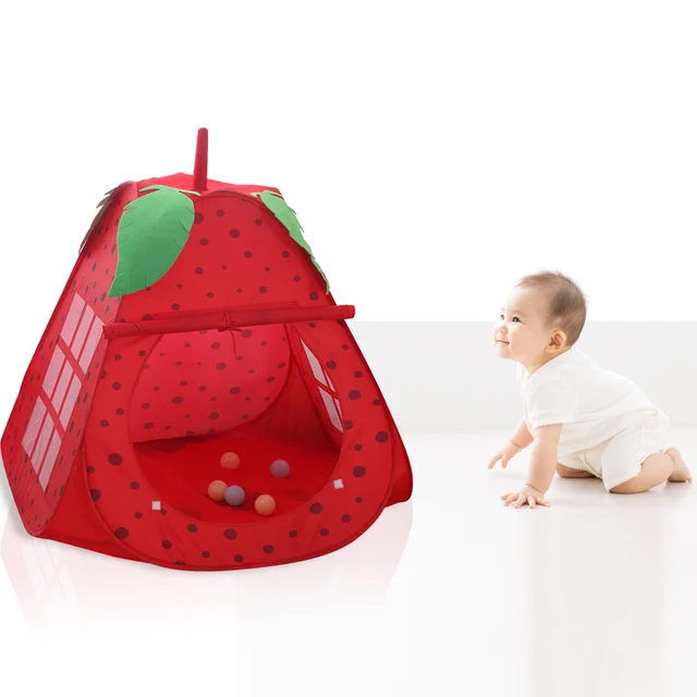 Play Tent Portable Foldable Folding Tent Children Cubby Strawberry Play House Ball Pit Pool Kids Gifts Outdoor Indoor Toy Tents 5