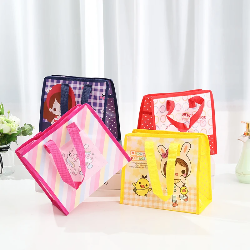 

Cartoons Reusable Large Capacity Shopping Bag Foldable Non-Woven Takeaway Advertising Gifts Storage Pouch