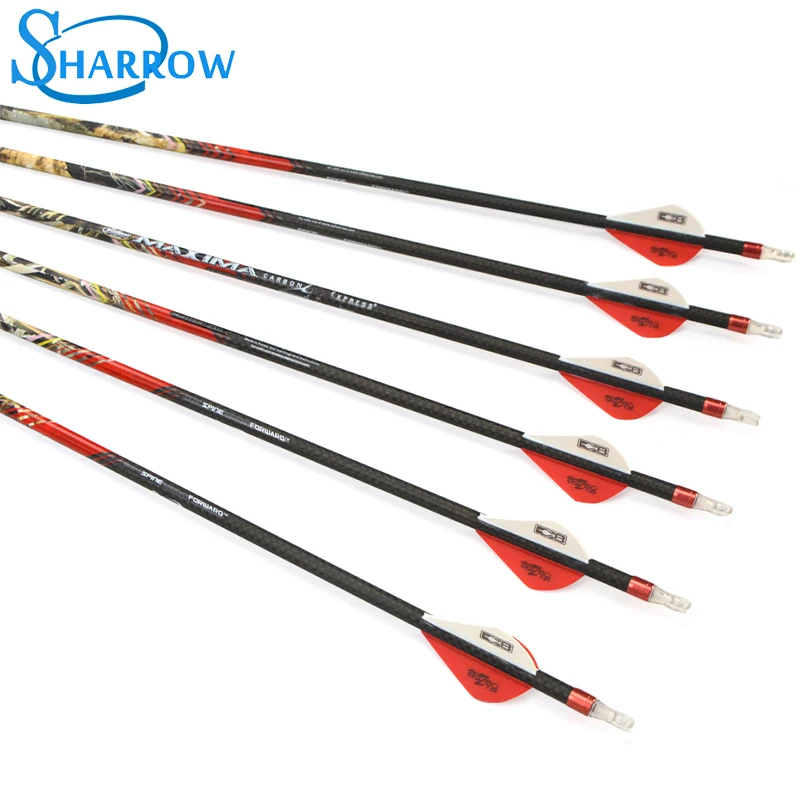 

6/12pcs Archery Pure Carbon Arrow Spine 300 ID 6.2mm Camo Arrow Shaft Fit Compound Bow Recurve Bow Slingshot Hunting Shooting