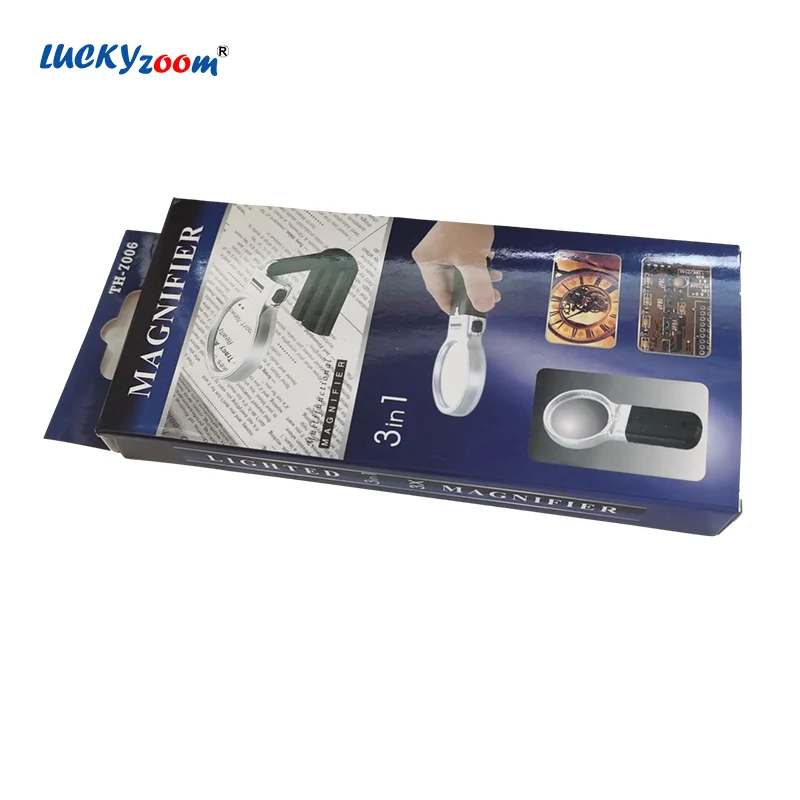 Handheld Magnifier With LED Light 3X Foldable Magnifying Glass With Holder Reading Magnifier Lamp Multifunctional Jewelry Loupe