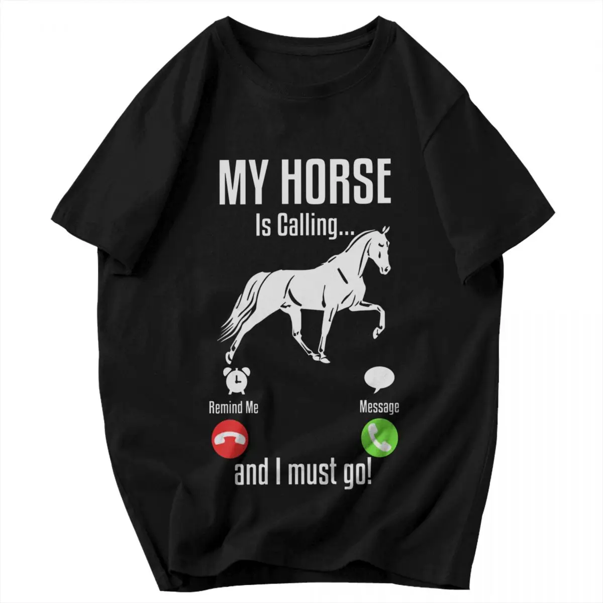 Мужская хлопковая футболка оверсайз с коротким рукавом и надписью My Horse Is call I Must Go