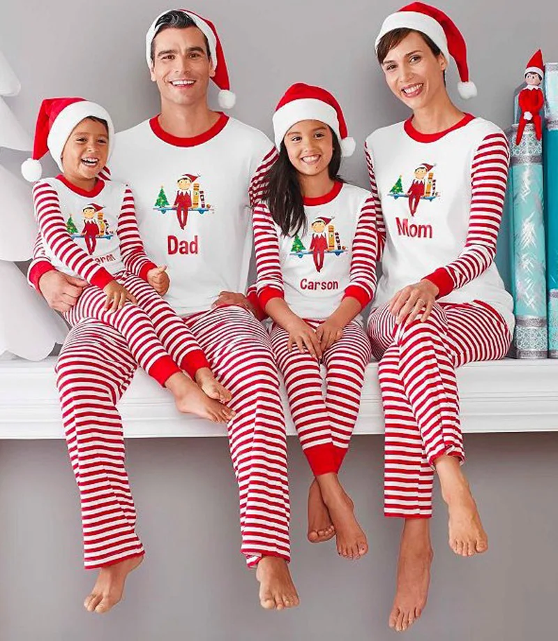 Рождественская Пижама; Семейные комплекты для папы и сына; теплая детская одежда для сна с длинными рукавами; Одинаковая одежда для мамы и дочки