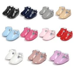 Zapatos clásicos con correa y hebilla para bebé, calzado de PU para primeros pasos, suela suave, lisa, plana, Princesa, para niña, 0 18M