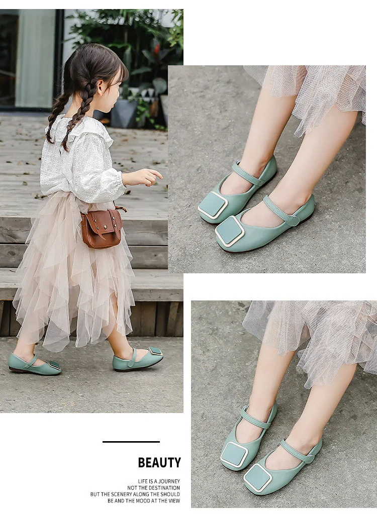 Обувь для девочек; обувь принцессы Мэри Джейн из искусственной кожи; нескользящая детская обувь с квадратной пряжкой; разнопарая детская обувь для малышей 1-6 лет