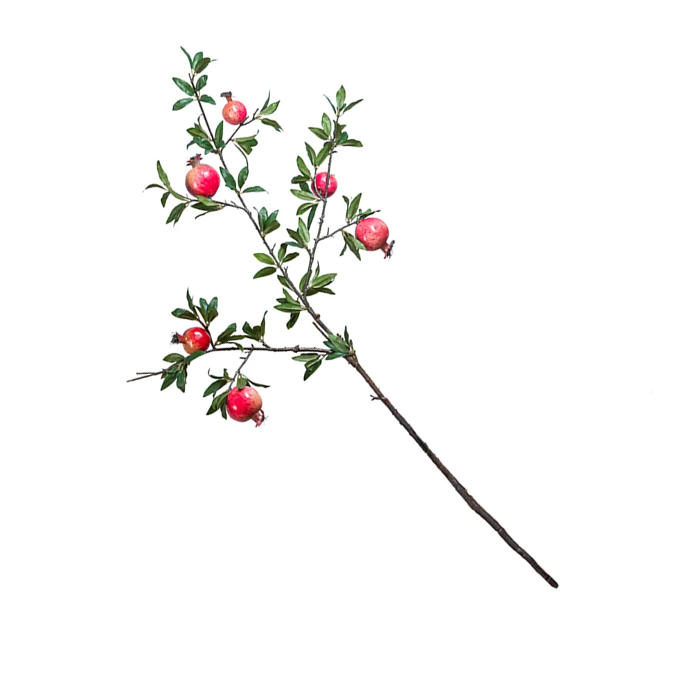 1Pc Lifelike Decorative Delicate Artificial Pomegranate Flower Simulation Flower Berries Fake Green Plant for Office Home Dorm