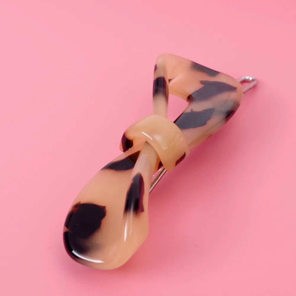 Bowknot Clip 2 Японский стиль Леопард Янтарный Акриловые зажимы для волос геометрический бант сердце треугольник круглые заколки для волос Заколки для женщин и девушек головные уборы - Цвет: Bowknot Clip 2