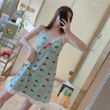 

New Sleeveless V-Neck Nightgown Nightwear Sexy Sleep Dress Women Lace Nightdress Summer Thin Lounge Soft Nightwear hot sale#38