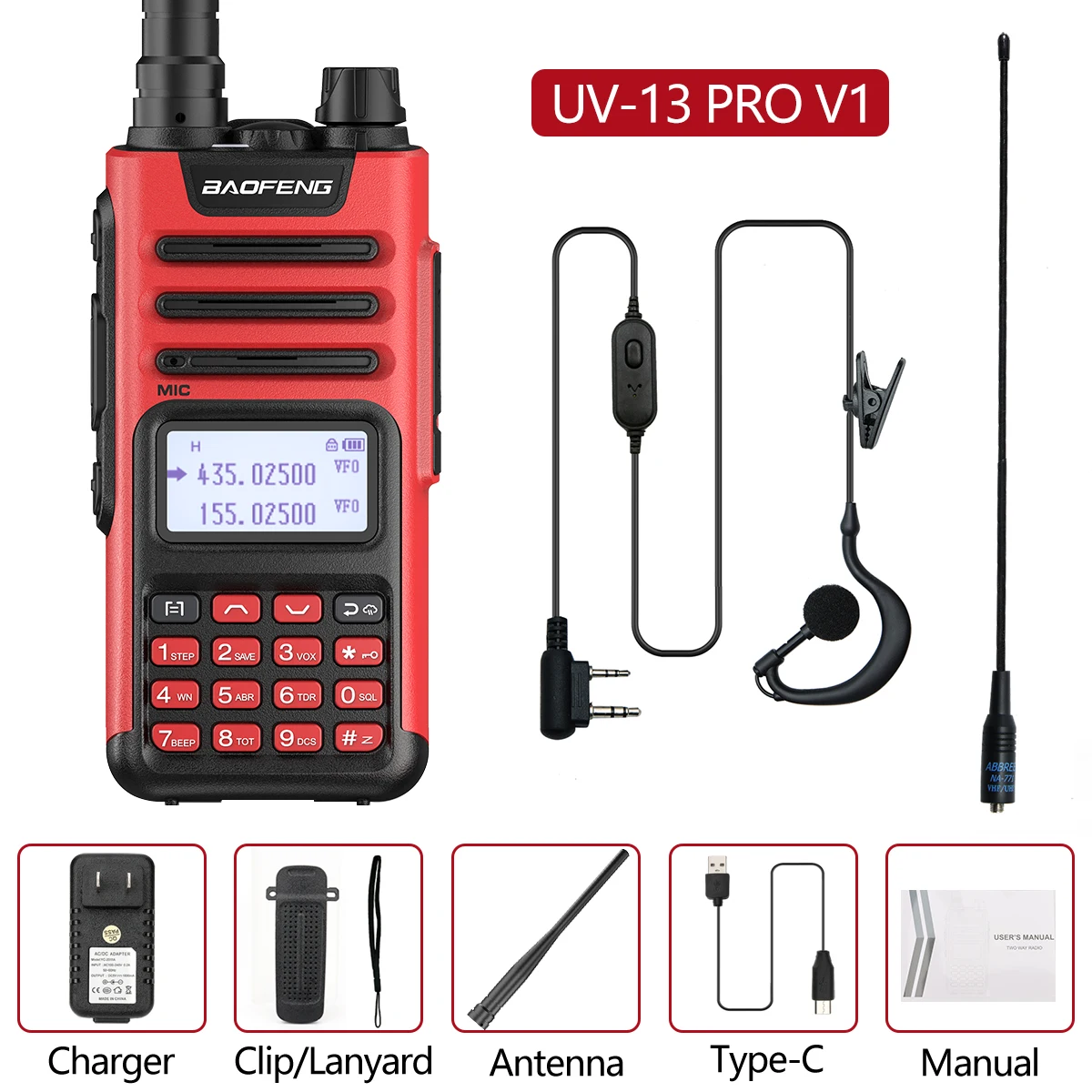 2022 Baofeng UV-13 PRO Walkie Talkie 10W 8800mAh Type-C USB Dual Band Transceiver Ham Radio UV-10R 13PRO Amateur CB Radio UV-5R walkie talkie 10 km Walkie Talkie