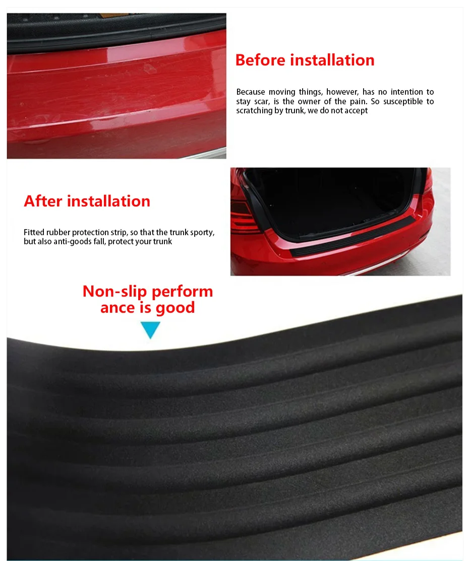 Universal Car Trunk Door Guard Strips Sill Plate Protector Rear Bumper Guard Rubber Mouldings Pad Trim Cover Strip Car Styling