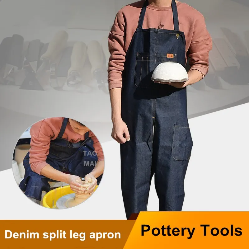 Pottery Apron Durable Canvas Adult Anti-Fouling Full Cover Anti-Oil  Painting DIY