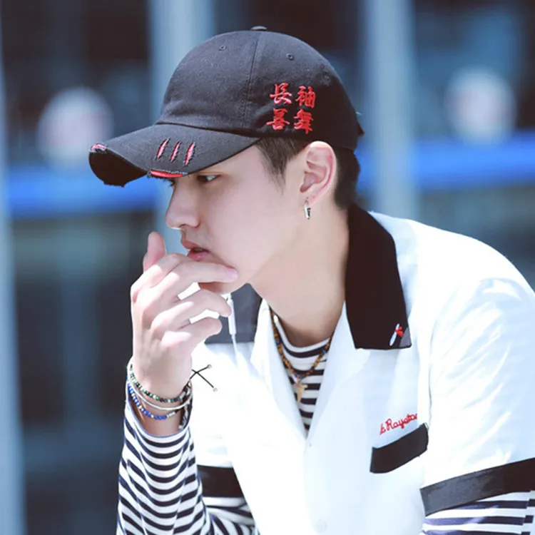 Бейсбольная кепка с длинным рукавом для танцев с дырками, уличная Кепка в стиле хип-хоп, Корейская Кепка с утиным язычком, летняя кепка для мужчин и женщин