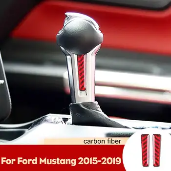 

Red Carbon Fiber Interior Gear Shift Knob Head Trim Sticker Decor For Ford For Mustang 2015 2016 2017 2018 2019