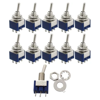 

10 Pcs AC 125V 6A Amps ON/ON 2 Position DPDT Toggle Switch & 3-Position SPST Latching Mini Toggle Switch 6A 125VAC 3A 250VAC 10P