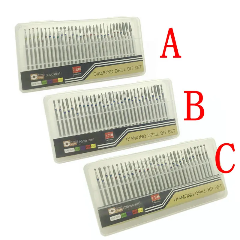 Preise NEUE 30 teile satz Dental Diamant bohrer Nagel Bohrer Fräser Rotary Bur Sauber Dateien Elektrische Maschine Nagel Kunst Maniküre werkzeuge