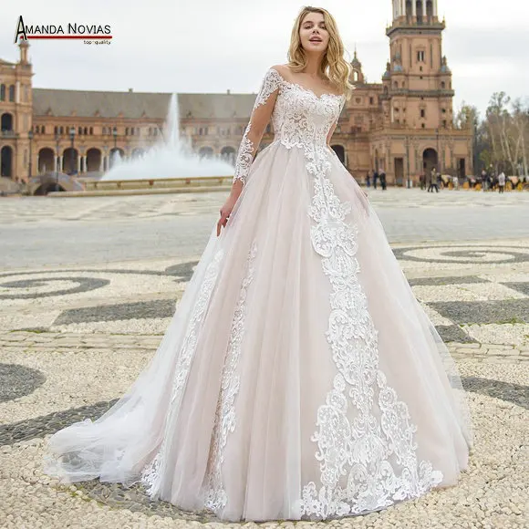 champagne Vestidos de festa кружевное свадебное платье на заказ Новое свадебное платье - Цвет: champagne