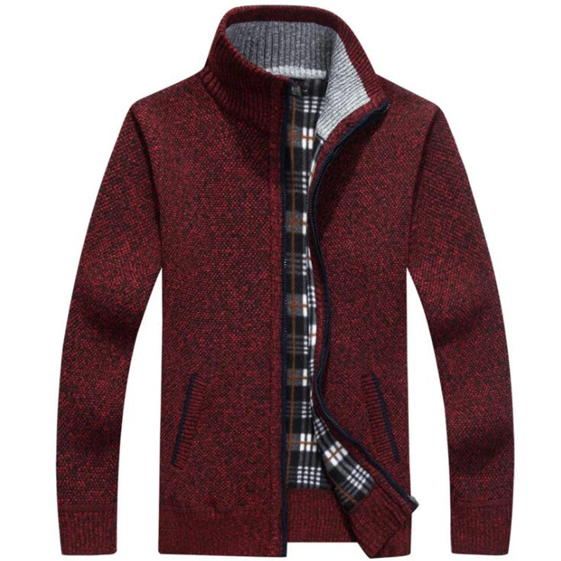 

Men's clothing Fleece autumn and winter warm cashmere slim fat wool zipper casual sweater men's knit jacket plus Large size 5XL
