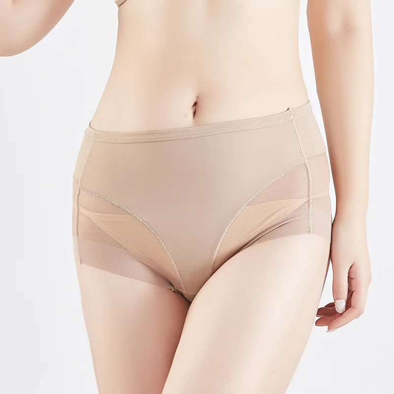 Atmungsaktive Mesh Dessous Körper Gestaltung Höschen Weibliche Hosen Hohe Elastische Kontrolle Kurze Abnehmen Bauch Shaper Unterwäsche_voghion.com