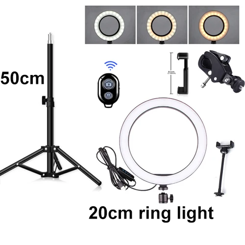 MAMEN 10 дюймов селфи кольцо светильник 26 см фотография светильник ing светодиодный камера фото для Youtube Live потоковый телефон со штативом USB разъем - Цвет: 05