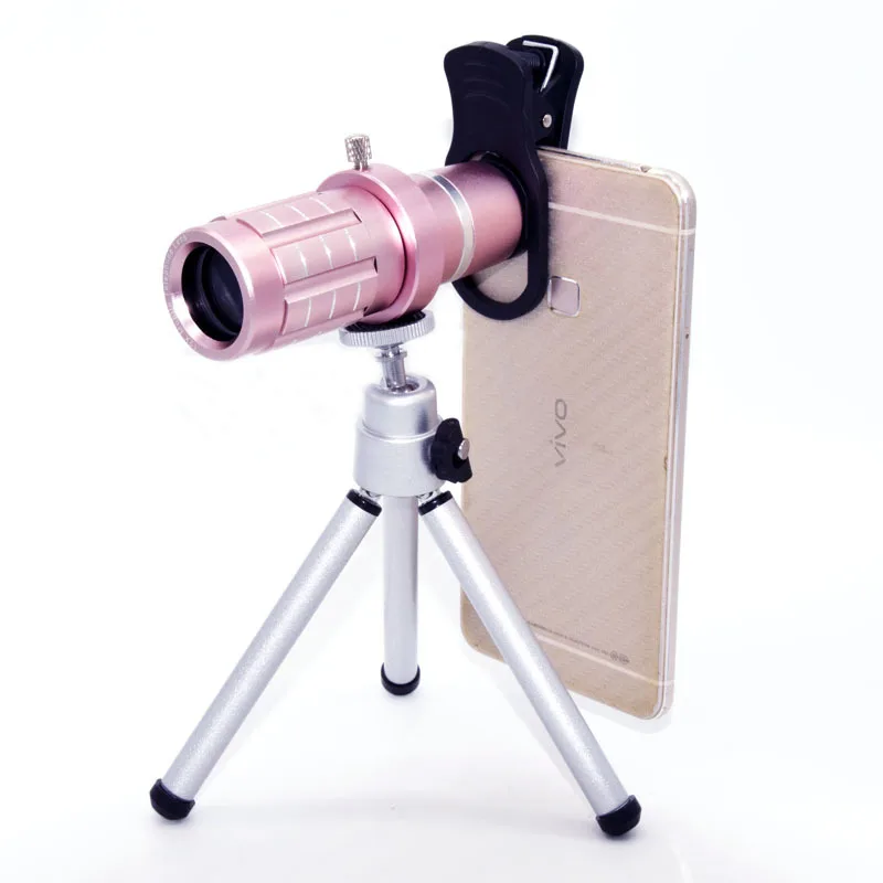 Розовый Монокуляр бинокль 12x зум Монокуляр телескоп Спорт на открытом воздухе мобильный поддержка телескоп с зрением просмотра путешествия