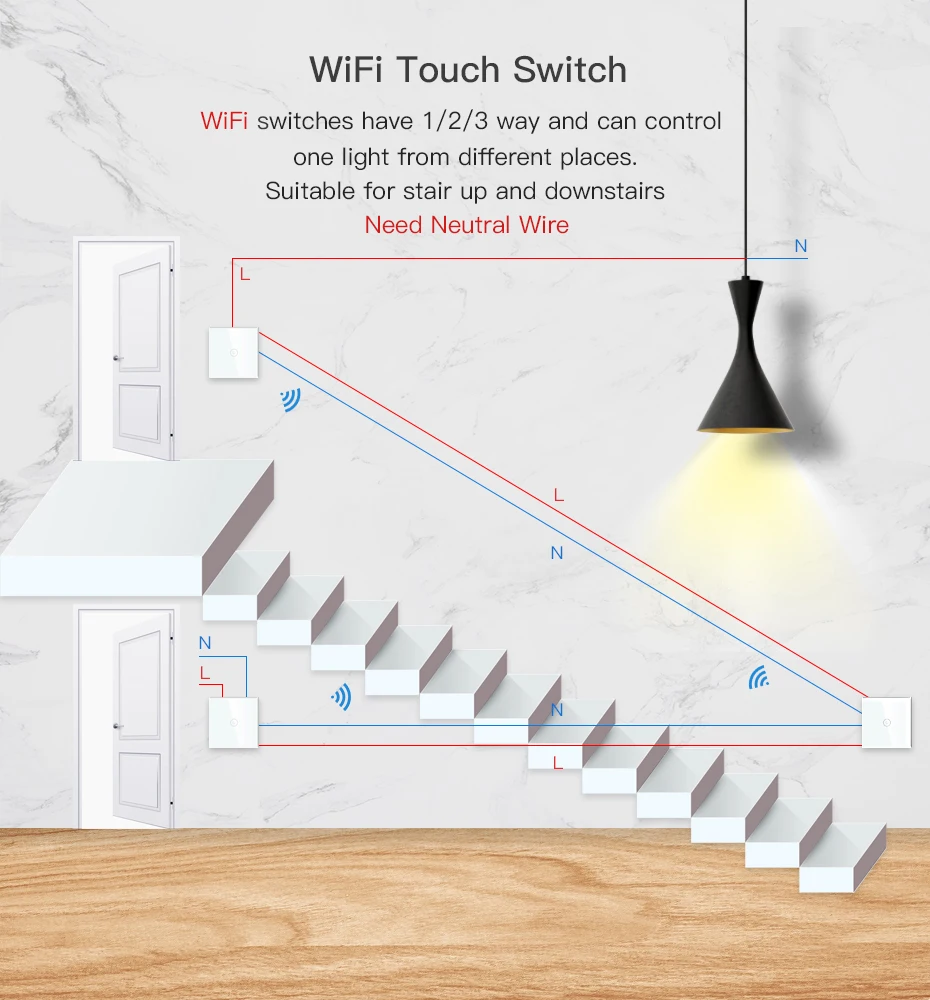 Bseed EU Standard The Base Of Wifi Touch Switch Function 1/2/3Gang  AC110~240V APP Control Wall Light Switch Without Glass Panel illuminated light switch