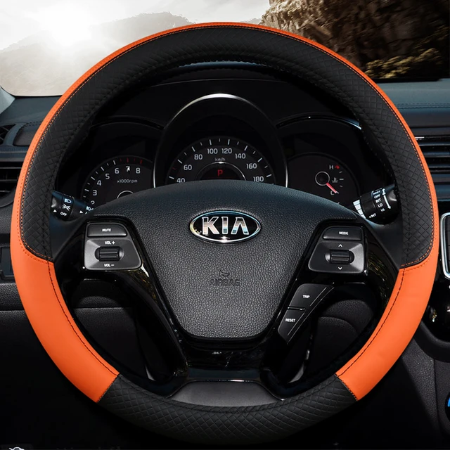 Car Steering Wheel Glove Cover Automobile steering wheel cover appropriate for kia Ceed Rio K2 K3 K4 K5 Picanto Sportage Rio 3 orange