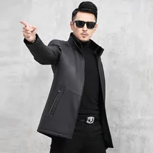 Кожаная куртка с воротником из меха норки, куртка из коровьей кожи, мужская зимняя куртка на утином пуху, Chaqueta Cuero Hombre, J18-HF1826, YY743