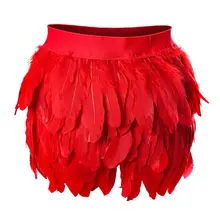 Женская юбка перо красный пояс Жгут Связывание тело Harajuku искусство эластичный жгучий фестиваль танец рейв-одежда размера плюс