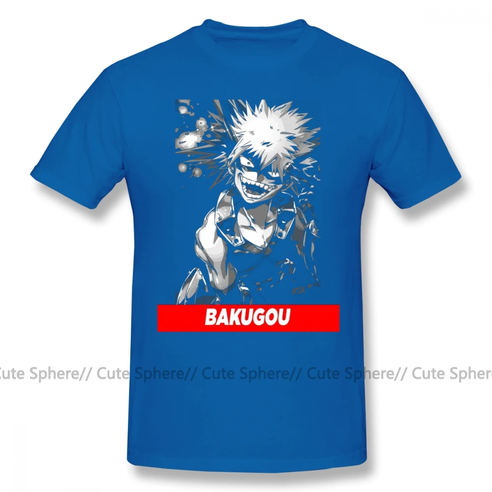 Bakugou футболка Bakugou Boku No Hero Academy футболка уличная плюс размер футболка потрясающая Мужская футболка с короткими рукавами и принтом - Цвет: Blue
