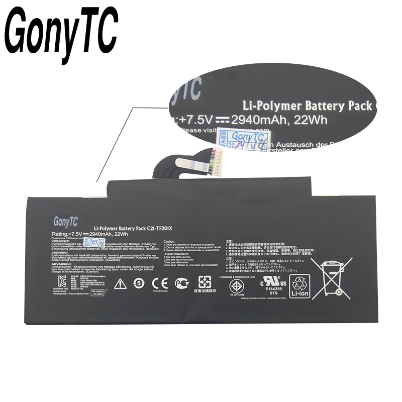 GONYTC 7 5 V 22WH Оригинальный планшет Батарея для ASUS TF300 TF300T TF300TG TF300TL C21 TF201X натуральная