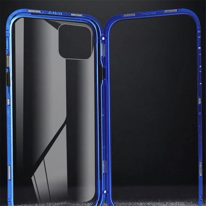 360 металлический магнитный чехол для телефона для iPhone 11 Pro Max, двусторонний чехол из закаленного стекла, Прямая поставка