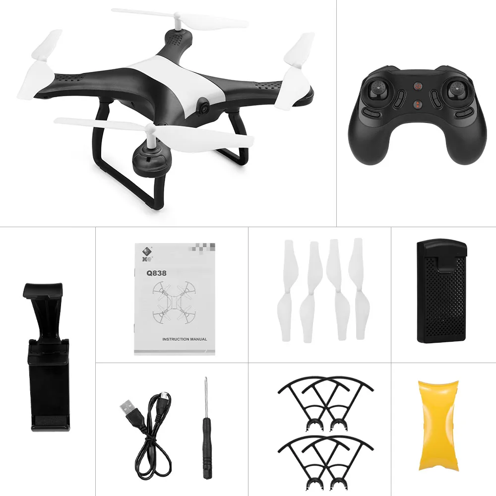 Серый WLtoys XK Q838-E Радиоуправляемый Дрон с камерой 720P Wifi FPV смарт-следование 3D флип g-сенсор RC Квадрокоптер для начинающих - Цвет: Серый