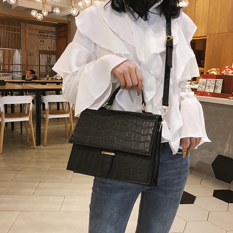 Goede Fashion Alligator vrouwen Designer Handtas 2019 Nieuwe Kwaliteit PU Leer Vrouwen Handtas Casual Soild Dames Schouder Crossbody Tassen