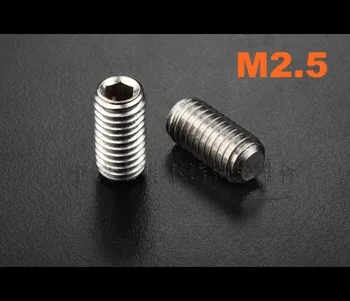 

Hot 1000pcs/lot M2.5*3/4/5/6/8/10/12 DIN913 Stainless steel hex socket set screw with flat point