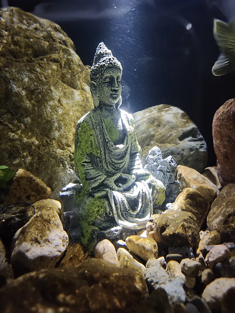 Aquarium feng shui paisajismo Zen antiguedad Buda estatua acuario resina Dekor 