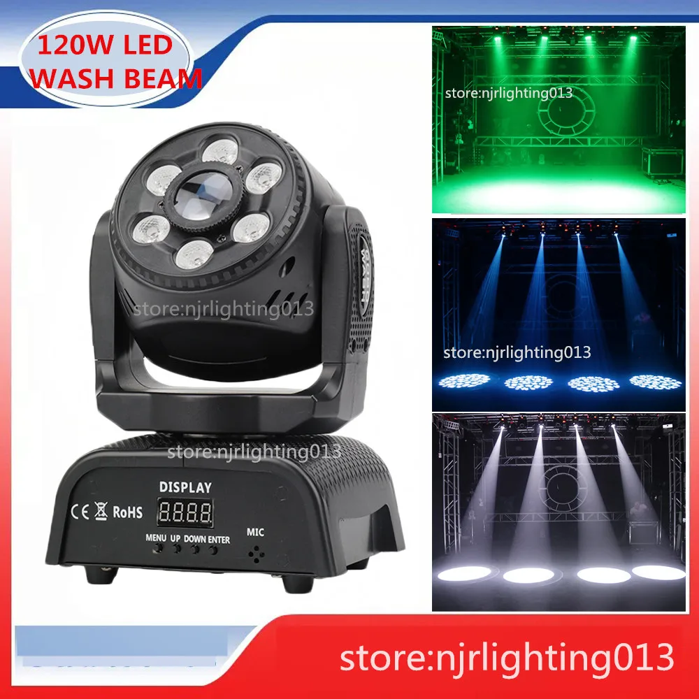 

DMX RGBW 4IN1 120W LED Moving Head Beam Wash Light 30W +60W LED Lamp For Stage Light LED Effect DJ Party Disco