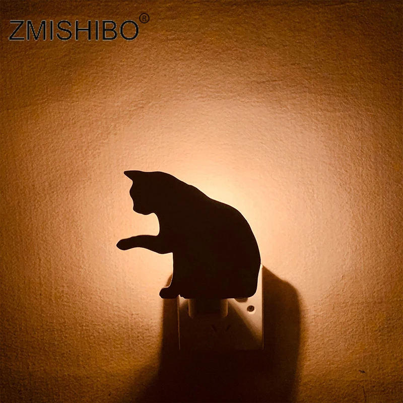 ZMISHIBO светодиодный Ночной светильник в виде кота прикроватный с датчиком ночник