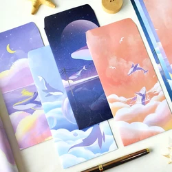 Lot de 12 enveloppes en papier avec 24 pièces, ensemble de papeterie de lettres de dessin animé mer des nuages et des baleines, amour 