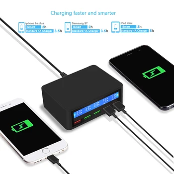 

5 Ports USB Charger For Huawei Phone Charger Fast Charger LCD Screen Digital Display Intelligent Charging Head For Outdoor
